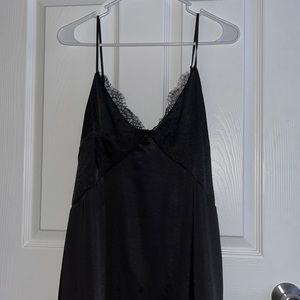 Black satin midi dress